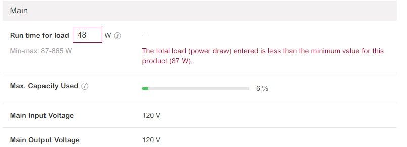 APC minimum power output