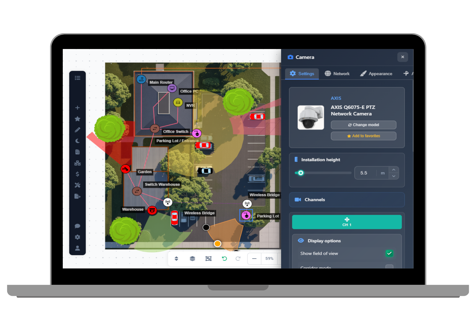 Interface de CCTV Design Tool